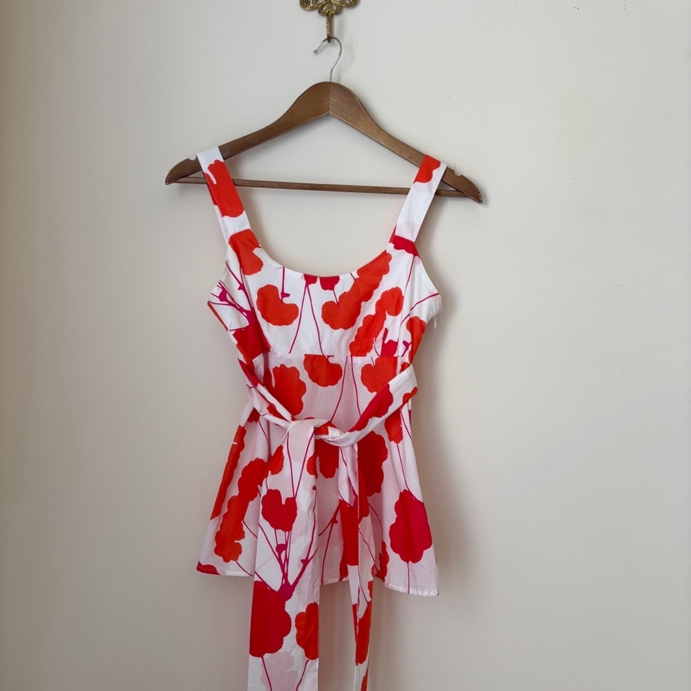 Marimekko X Anthro Ikebana Floral Print Belted Sleeveless Top Sz 2 Summer